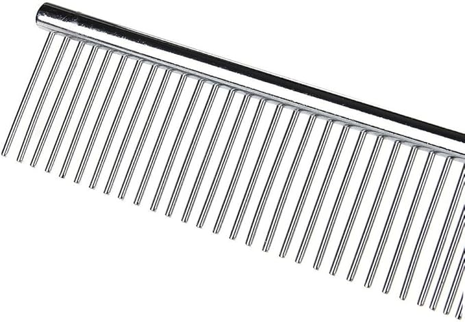 Pet Stainless Steel Grooming Comb Tool Poodle Finishing Comb Butter Comb Silver Tone