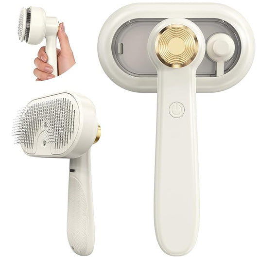 Glendan Pet Steam Brush for Shedding - 3-in-1 Spray Grooming Comb for Dogs & Cats - Self-Cleaning Mist Brush Softens Fur & Reduces Static - Ideal for Long Short Hair and Bath-Hating Pets