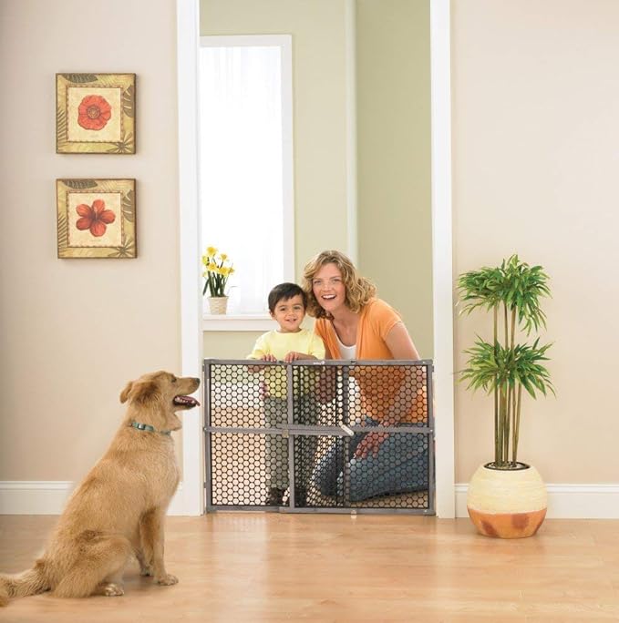 Safety 1st Adjustable Baby Gate for Doorways, Pressure Mount Fastening Gates for Pets, Toddlers, Babies, Children, Vintage Wood, Grey