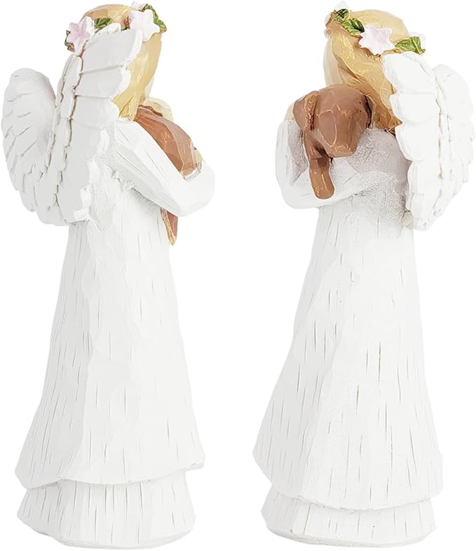 Angel of Friendship Dog Memorial Figurine with Rainbow Bridge Bracelet, 4.9 Hand-Painted Resin Statue, Pet Sympathy Gift for Loss of Dog