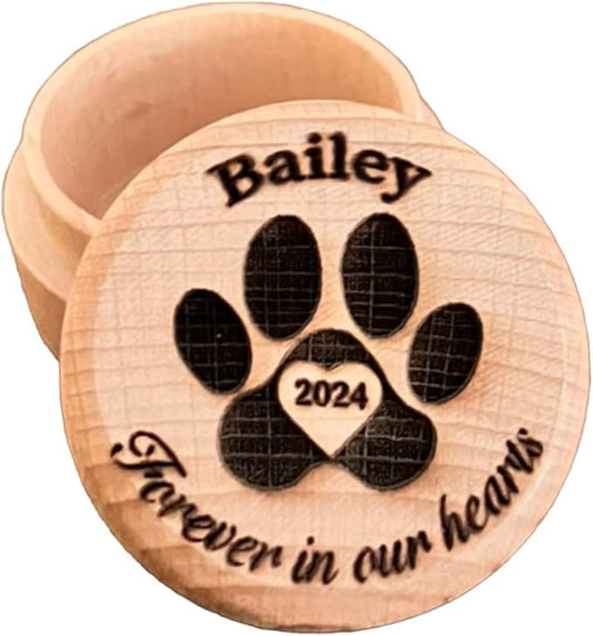 Personalized Memorial Keepsake Box for Pet Ashes and Fur, Custom Name and Date - Pet Paw Engraving Dog Cat Hair Ashes Container Memorial Urn Pet Loss Sympathy Gifts for Pet Lovers Friends