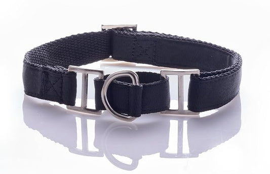 Remy II - The Recycled Ribbon Martingale Adjustable Collar No-Pull Pet Training Collars Dogs, Black, Medium