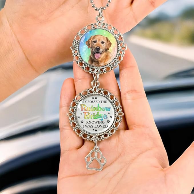 Custom Photo A Piece of My Heart, Personalized Pet Memorial Car Ornament, Dog Memorial Gifts for Loss of Dog, Pet Loss Sympathy Gift, Rear View Mirror Accessories, in Loving Memory