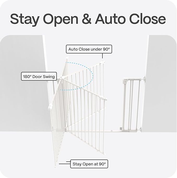 Perma Child Safety Safe Step Baby Gate for Stairs & Doorways, Rental Safe, Install Pressure in Minutes, Mounted Gate, Auto Close, Stay Open, Ultra-Low Bar (38.2–45.7" Wide x 30" Tall)