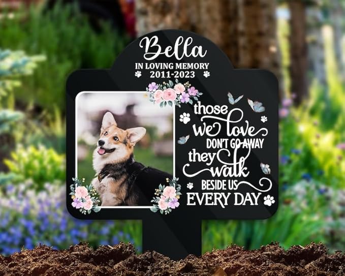 Personalized Dog Memorial Stake Custom Dog Cat Photo Metal 8x8 inch Pet Grave Marker Loss Gift Sympathy Gift for Lover (Style 33)