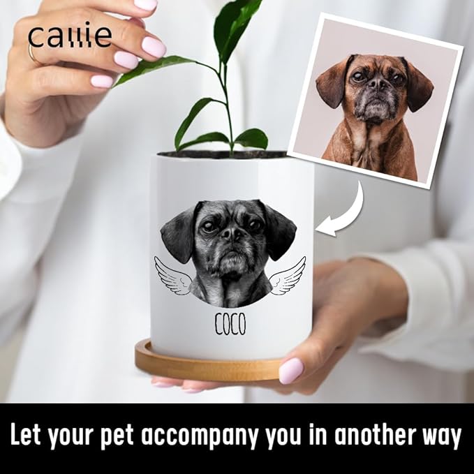 callie Personalized Pet Memorial Gifts Plant Pot with Photo Name Date, Custom Sympathy Gift for Dog Cat Loss, Pet Passing Away Gifts