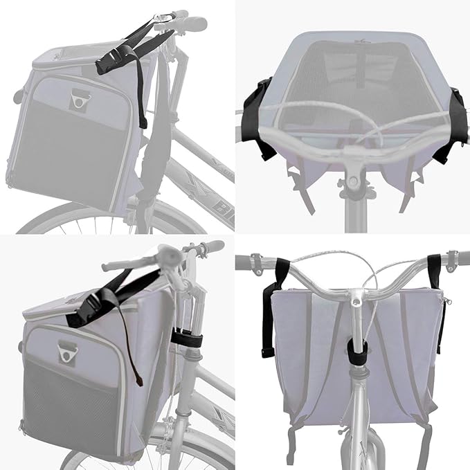 Dog Bike Basket Carrier, Expandable Foldable Soft-Sided Dog Carrier, 2 Open Doors, 5 Reflective Tapes, Pet Travel Bag,Dog Backpack Carrier Safe and Easy for Small Medium Cats and Dogs(Blue)
