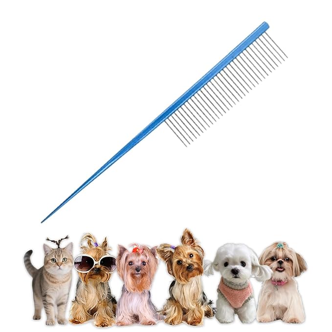 PetPhindU Hair Comb - Stainless Steel Dog Hair Comb for Home Grooming, Removes Float Hair and Dirt, Prevents Entanglement, Massages and Promotes Blood Circulation, Blue