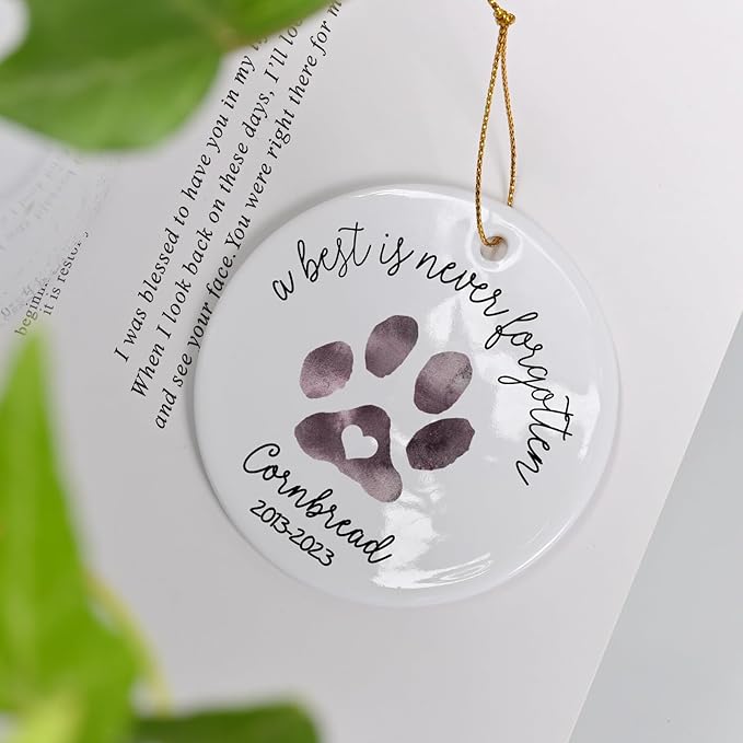 Personalized Pet Memorial Ornament - Christmas Tree Ornaments, Loss Gifts, In Memory of Pet - Ceramic