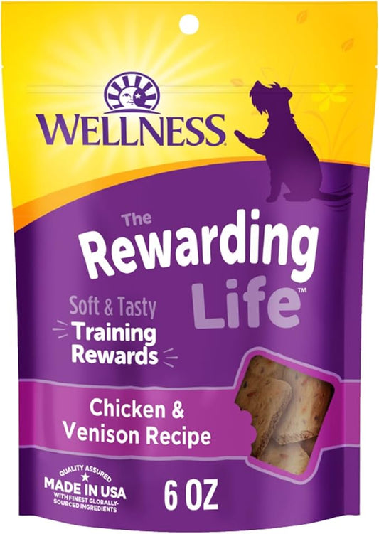 Wellness Rewarding Life Soft Dog Training Treats, Natural, Grain Free, Chicken and Venison Recipe, 6 oz Bag