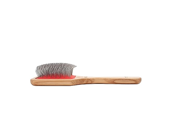 WIDU - Brush for Dogs and Cats, Ideal for Medium and Large Pets with Long Hair, Professional Carder in Ash Wood, Handmade in Italy - 21.5 x 9.4 cm, with 24 mm Long Teeth and 45° Inclination