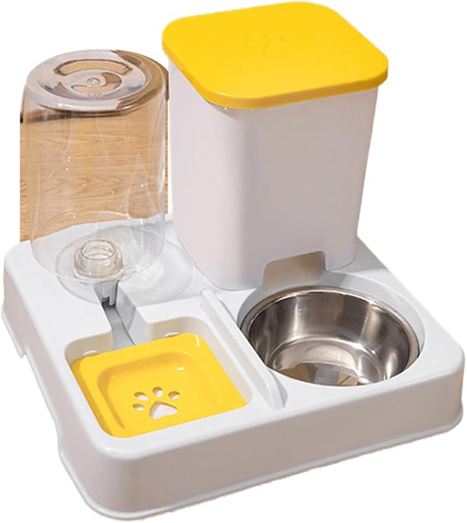 Automatic Pet Feeders and Water Dispenser, Small Pet Feeder and Waterer, with Removable Stainless Steel Bowl, for Cats & Dogs