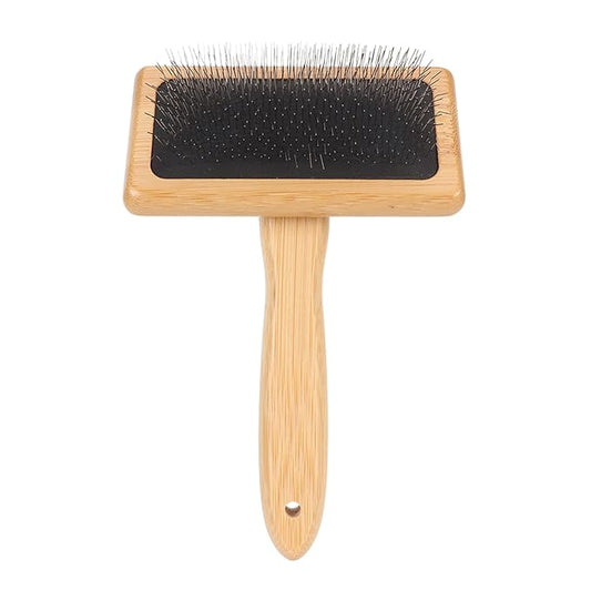 Macrame Slicker Comb with Hole Cushion Finely Polished Bamboo Cleaning Slicker Brush for Pet Tapestry Work Fast and Save Time (Large Size 10.2 X 13.8in)