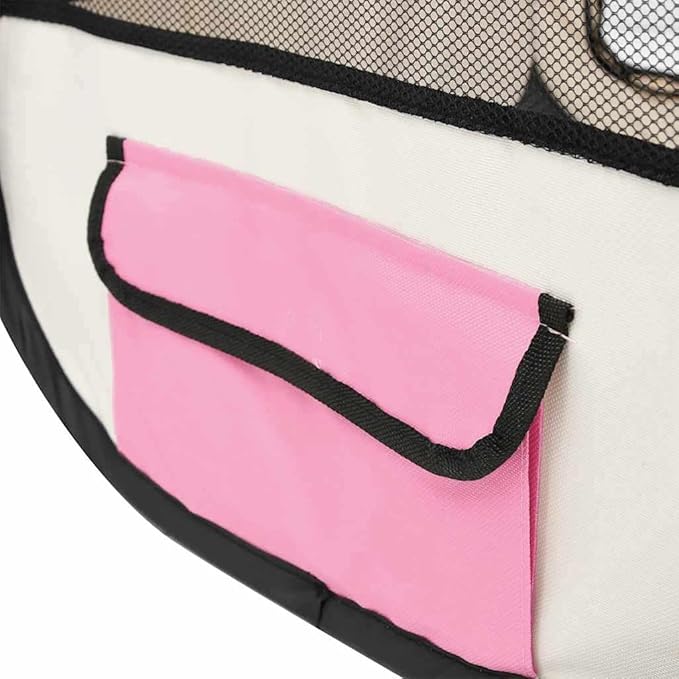 vidaXL Dog Playpen Pink and Cream Polyester 49.2 in x 49.2 in x 24.0 in