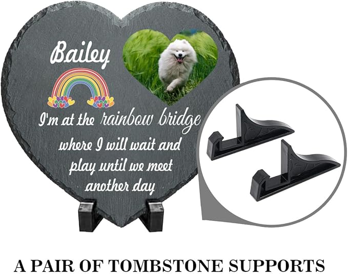 Pet Memorial Stone, Rainbow Bridge Garden Stone Dog Memorial, Heart Shaped Pet Grave Marker Headstone, Personalized Pet Memorial Gift, Loss of Dog Cat Sympathy Gift
