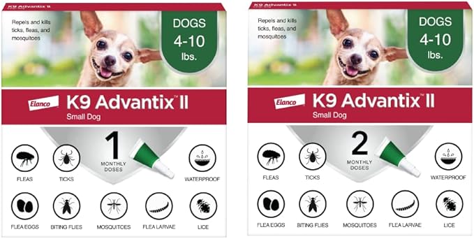 K9 Advantix II Small Dog Vet-Recommended Flea, Tick & Mosquito Treatment & Prevention | Dogs 4-10 lbs. | 3-Mo Supply