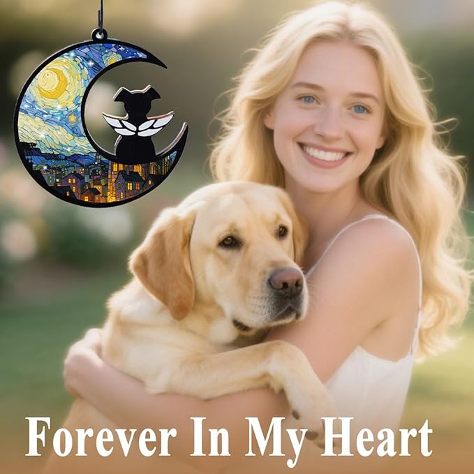 Dog Memorial Suncatcher, Loss of Dog Sympathy Gift for Pet Lovers, Cats Remembrance Ornament, Pet Memorial Gifts, Starry Night