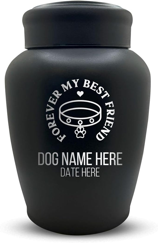 Personalized Custom Dog Urn Engraved Dog Name and Date - Stainless Steel Large Cremation urns for Dogs Ashes with Airtight Closure | up to 150 lbs Capacity | Forever My Best Friend