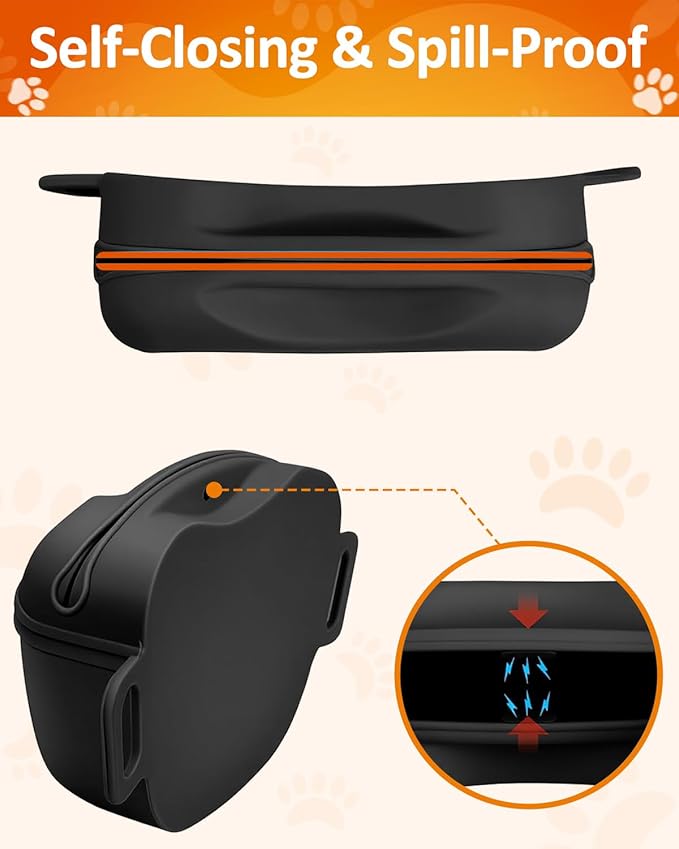 Dog Treat Pouch with Dog Training Clicker, Silicone Pet Treat Bag, Upgrade No-Spill Magnetic Closure, Hands-Free Waist Belt for Pet Training, Dog Walking & Obedience, 1.67-Cup