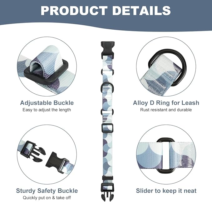 Martingale Dog Collars,Adjustable Soft Nylon Quick Release Buckle,No Pull Training Collar for Large Medium Small Dogs
