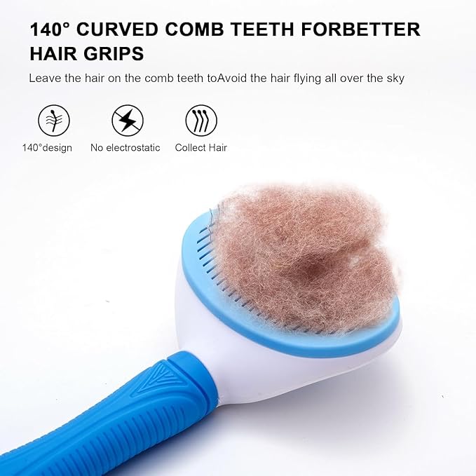 Self Cleaning Slicker Brush, Dog Cat Bunny - Easy to Remove Loose Undercoat, Pet Massaging Tool Suitable for Pets with Long or Short Hair