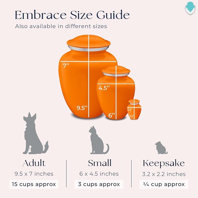 Geturns Embrace Personalized Picture Urn for Small Pets I Burnt Orange Photo Cremation Urns for Dogs and Cats I 44 lbs