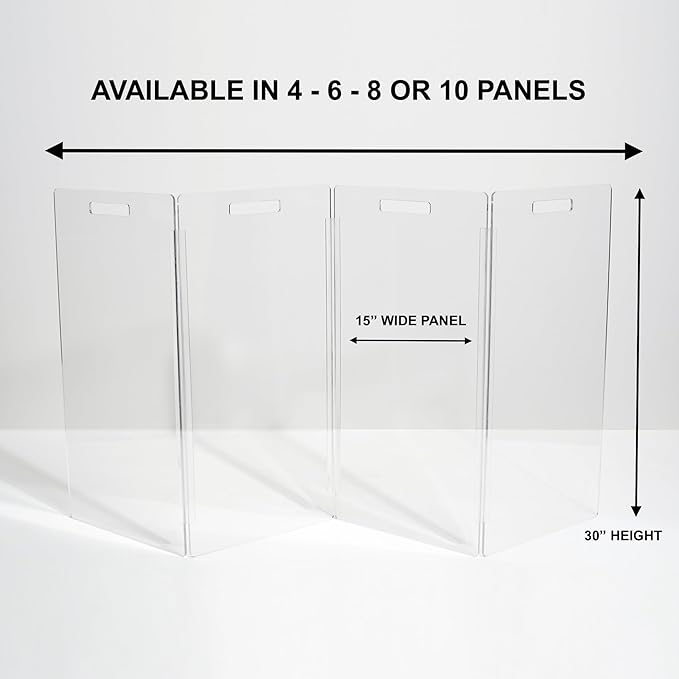 Hiddin Clear Acrylic Dog Gate - High Zig Zag Clear Pet Gate for Home 10 Panels - Sturdy Free-Standing Design - Modern Acrylic Dog Pen - Transparent Pet Gates for Home - Safe & Stylish