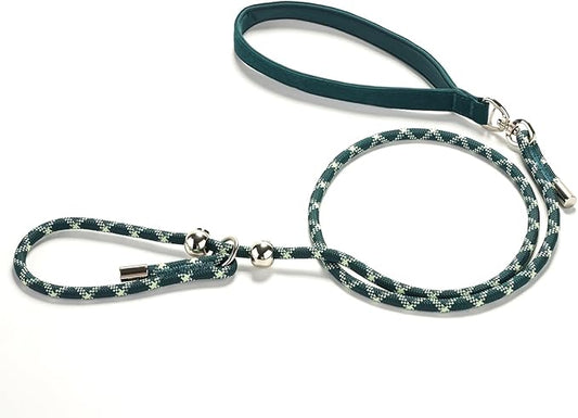 Slip Lead Dog Leash 5 Ft No Pull Reflective Nylon Dog Rope Training Leash with Padded Handle for Puppy Small Medium Dogs(Dark Green)