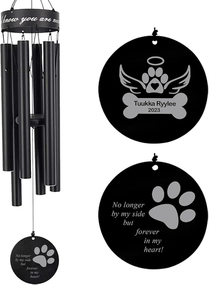 30 Inchs Memorial Wind Chimes for Pets, Dogs, Produced in USA Deep Tone Personalized Wind Chimes Memorial Gifts for Loss of Dog Pet, Pets Passing Away Gifts for Sympathy Bereavement, Remembrance Gift