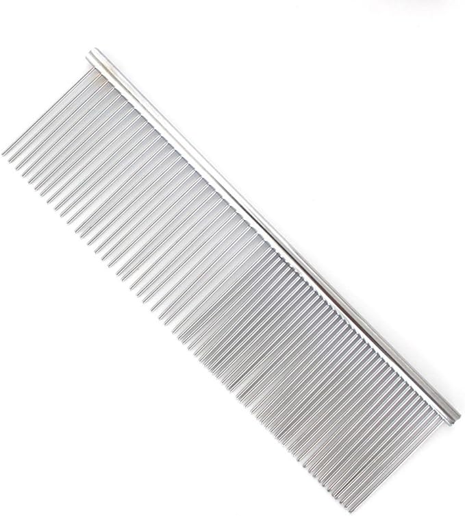 1Pc Grooming Comb Dematting Removing Dead, Matted or Knotted Hair Stainless Steel Pet Grooming Comb for Cats, Dogs (Medium)