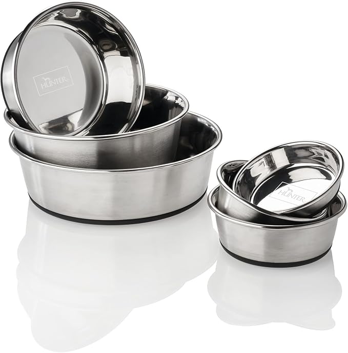HUNTER Stainless Steel Feeding Bowl for Dogs and Cats Non-Slip Easy-Care