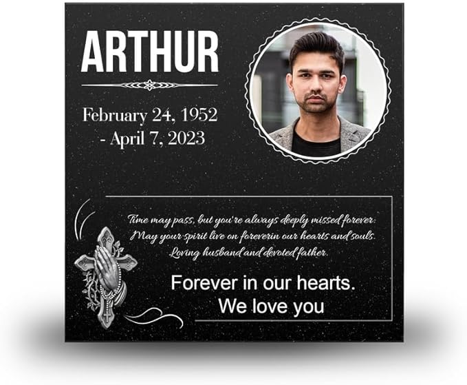 ADFSTONE Granite Grave Markers for Cemetery for Humans- Headstone Picture Plaques, Photo Temporary Grave Marker, Personalized Memorial Stone for Cemetery, Custom Tombstones for Graves for Humans