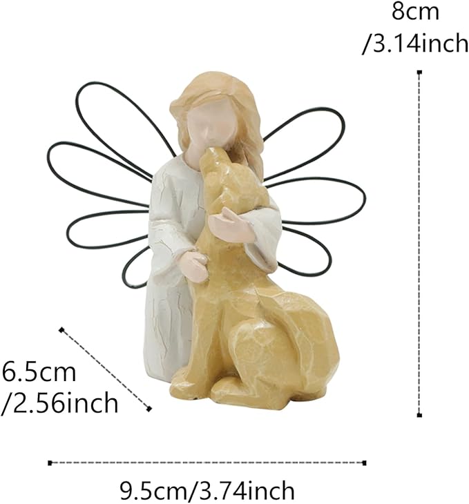Angel Kissing Dog Statue, Eternal Love Pet Memorial Friendship Gifts, Comforting Loss of dog Sympathy Gift