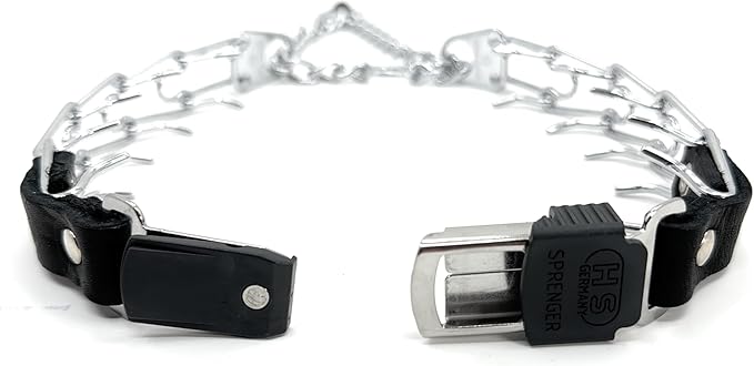 Herm Sprenger 3mm Prong Collar for Dog Training with Adjustable Length & Easy Quick Release Cliclock & Swivel Ring for Large Dogs (20-26" Neck)