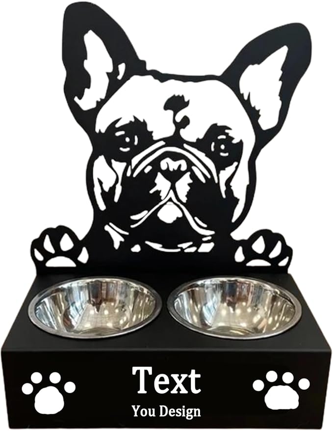 Personalized Dog Bowl Laser Engraved Custom Pet Name,Pet Feeding Supplies Bowl Stainless Steel Dog Food and Water Dishes Gift for Pet Lovers (French Bulldog)