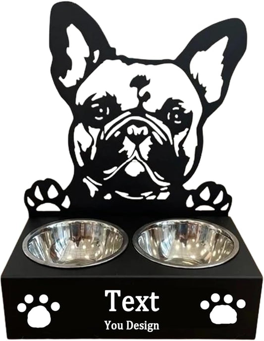 Personalized Dog Bowl Laser Engraved Custom Pet Name,Pet Feeding Supplies Bowl Stainless Steel Dog Food and Water Dishes Gift for Pet Lovers (French Bulldog)
