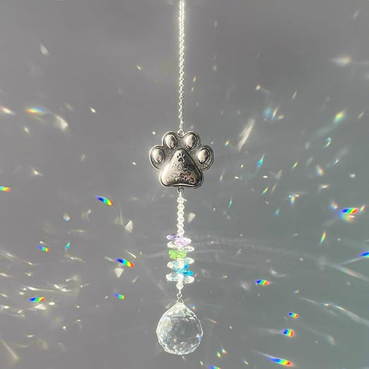 Dog Memorial Gifts for Loss of Dog,Pet Memorial Suncatcher,Pet Memorial Sympathy K9 Crystal Sun Catcher,Thoughtful Dogs and Cats Remembrance, Bereavement Gifts (Clear)