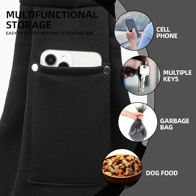 Cat Sling Carrier,Dog Pouch Carrier for Small Dogs 0-15 Lbs,Cat Harness with Portable Pocket (Black)