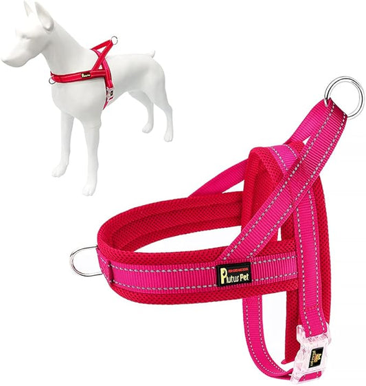 Plutus Pet No Pull Dog Harness with Breathable Mesh Padded, Adjustable Reflective Escape Proof Dog Harness, Quick Fit Dog Vest Harness for Small Medium Large Dogs(XS, Pink)