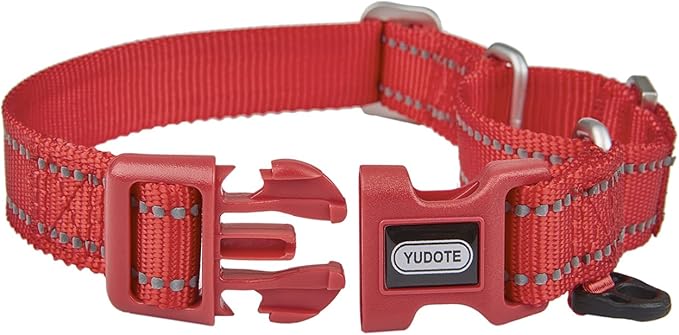 Reflective Martingale Collar for Dogs with Quick Snap Buckle Anti-Pull Nylon Safe Slip Collars for Easy Walking,Red,Small