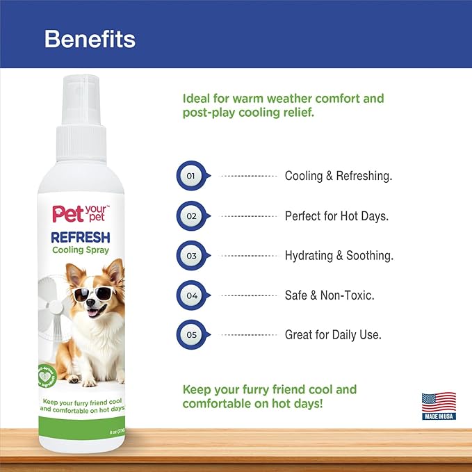 Dog Refresh Cooling Spray for Dogs 4oz, Non-Toxic Refreshing Mist, Made in USA, Helps Cool Down in Hot Weather, After Walks or Playtime, Great for Daily Use