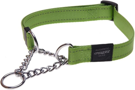 Reflective Nylon Choke Collar; Slip Show Obedience Training Gentle Choker for Medium Dogs, Green