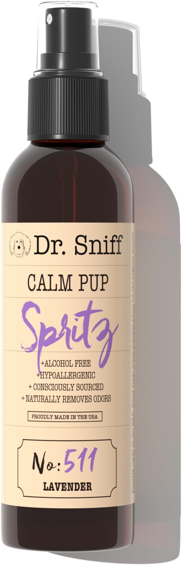 Dr. Sniff Pet Freshening Spray, Deodorizes Coat for Long Lasting Freshness, Alcohol-Free Cologne Spray, Grooming Fragrance Safe for Sensitive Skin, for Dog & Cat, Lavender Scent, 4 oz.