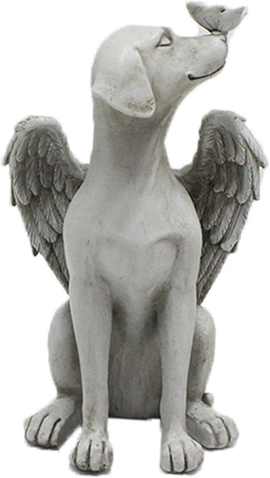 Angel Dog Memorial Statue, Dog Memorial Stones, 8 inch Garden Resin Sleeping Dog Ornament, Dog Passing Away Bereavement Gifts, Pet Loss Gift for Dog, Pets Grave Marker, Tribute Statue