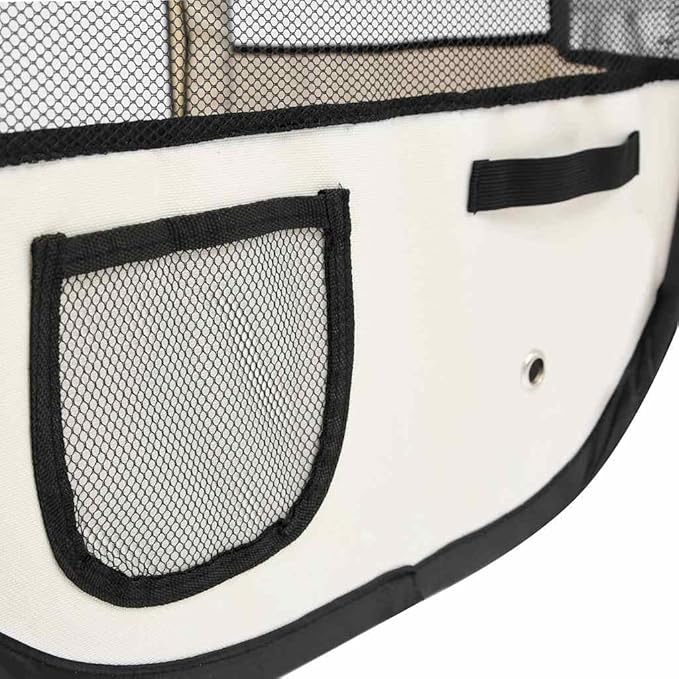 vidaXL Foldable Dog Playpen - Portable Training and Play Area with Carrying Bag - Ideal for Home and Travel - Blue Polyester with Steel Frame - 57.1"x57.1"x24" Size
