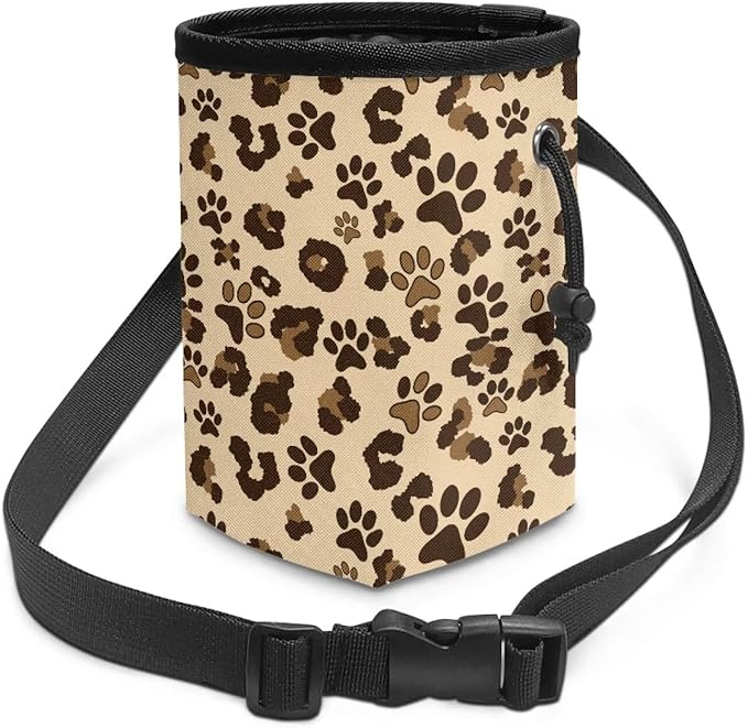 Brown Paws Dog Treat Bag Animal Walking Snack Container, Puppy Dog Training Treat Bag Dog Food Dispenser Treat Snack Bags for Pet Puppy Travel or Outdoor Use