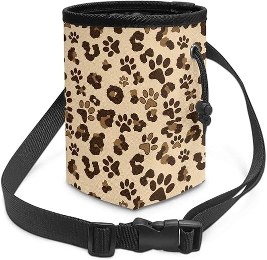 Brown Paws Dog Treat Bag Animal Walking Snack Container, Puppy Dog Training Treat Bag Dog Food Dispenser Treat Snack Bags for Pet Puppy Travel or Outdoor Use