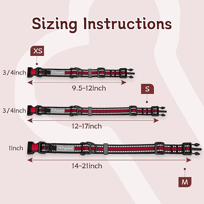 Martingale Collar for Dogs Reflective Collar with Quick Release Buckle, Adjustable Nylon Collars for No Slip Dog Collar, Red, M