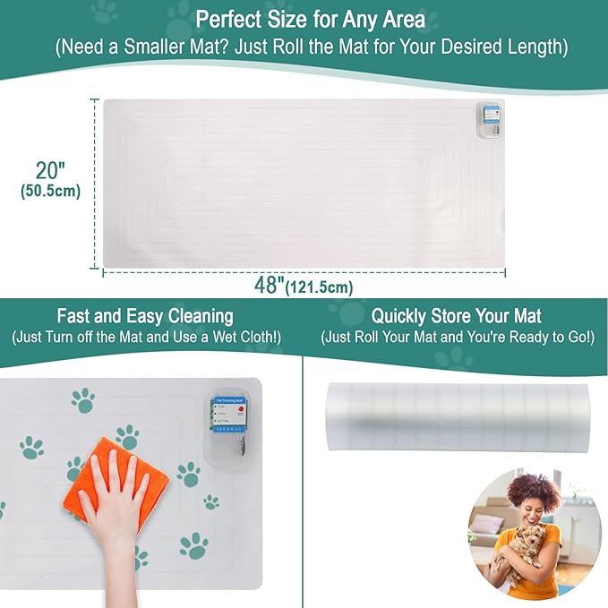 Pet Training Mat 48"x20" with Built-in Tester - Electric Shock Pad for Dogs & Cats, 3 Adjustable Modes to Keep Pets Off Couch, Bed & Kitchen Surfaces