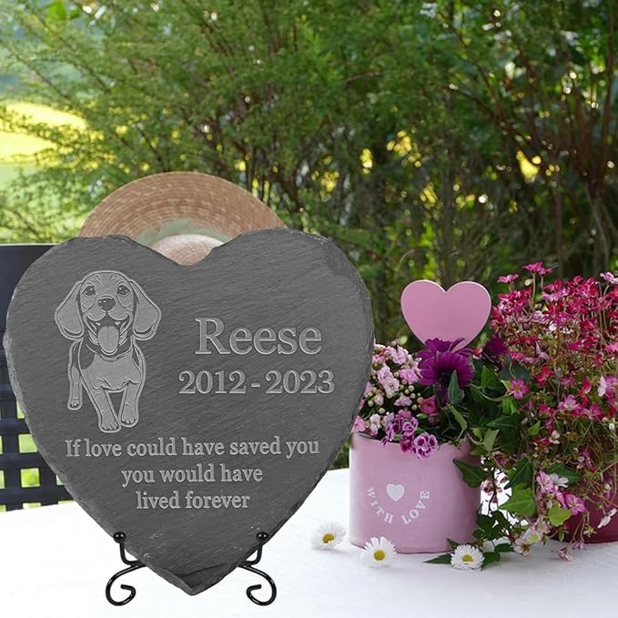Personalized Dog Memorial Stone Pet Memorial Gifts for Loss of Dog Engraved Heart Plaque Garden Grave Decors for Cemetery Pet Loss Gifts with Stand (in Memory of Bull Terrier)